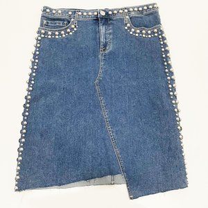Seven7 Vintage Style Studded Denim Skirt Size NWT 8